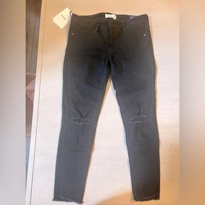 BLANQI Denim Maternity Belly Support Skinny Jeans - Black Knee Slit Wash / 10